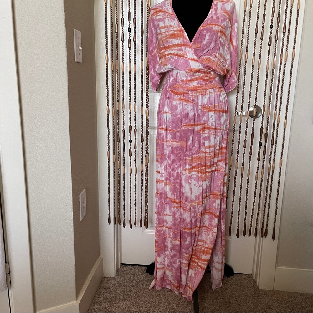 Knox Rose Maxi Dress Womens Size Medium  Pink/Orange/White